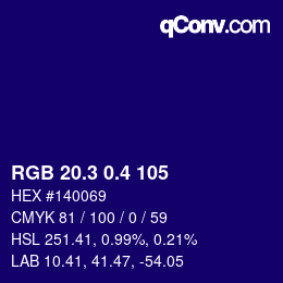 カラーコード: RGB 20.3 0.4 105 | qconv.com