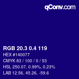 カラーコード: RGB 20.3 0.4 119 | qconv.com
