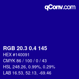 カラーコード: RGB 20.3 0.4 145 | qconv.com