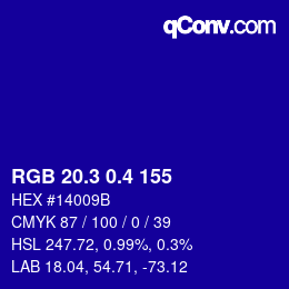 カラーコード: RGB 20.3 0.4 155 | qconv.com