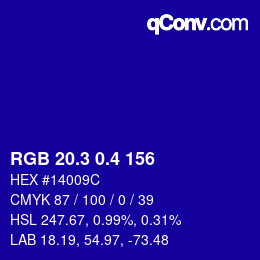カラーコード: RGB 20.3 0.4 156 | qconv.com