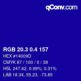 カラーコード: RGB 20.3 0.4 157 | qconv.com