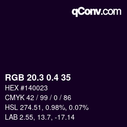 カラーコード: RGB 20.3 0.4 35 | qconv.com