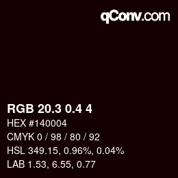 カラーコード: RGB 20.3 0.4 4 | qconv.com
