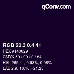 カラーコード: RGB 20.3 0.4 41 | qconv.com