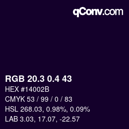 カラーコード: RGB 20.3 0.4 43 | qconv.com