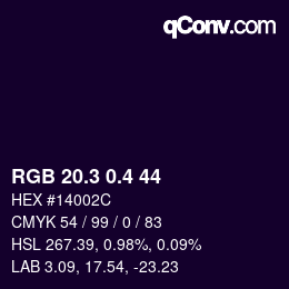 カラーコード: RGB 20.3 0.4 44 | qconv.com