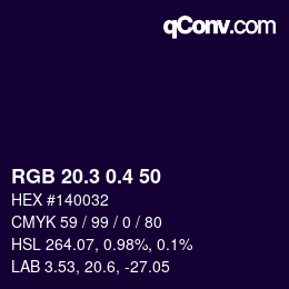 カラーコード: RGB 20.3 0.4 50 | qconv.com