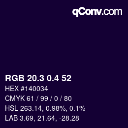 カラーコード: RGB 20.3 0.4 52 | qconv.com