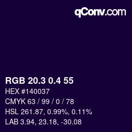 カラーコード: RGB 20.3 0.4 55 | qconv.com