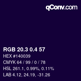 カラーコード: RGB 20.3 0.4 57 | qconv.com