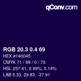 カラーコード: RGB 20.3 0.4 69 | qconv.com