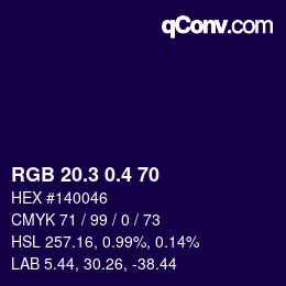 カラーコード: RGB 20.3 0.4 70 | qconv.com
