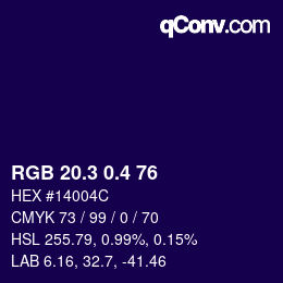 カラーコード: RGB 20.3 0.4 76 | qconv.com
