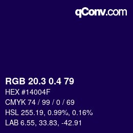 カラーコード: RGB 20.3 0.4 79 | qconv.com
