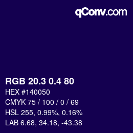 カラーコード: RGB 20.3 0.4 80 | qconv.com