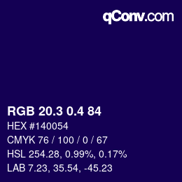 カラーコード: RGB 20.3 0.4 84 | qconv.com