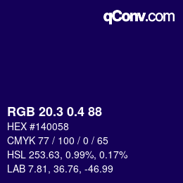 カラーコード: RGB 20.3 0.4 88 | qconv.com