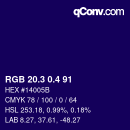 カラーコード: RGB 20.3 0.4 91 | qconv.com