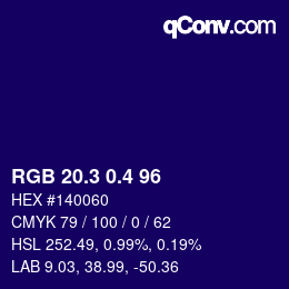 カラーコード: RGB 20.3 0.4 96 | qconv.com