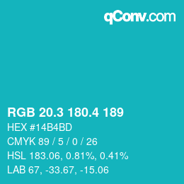 カラーコード: RGB 20.3 180.4 189 | qconv.com