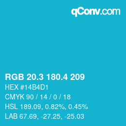 カラーコード: RGB 20.3 180.4 209 | qconv.com
