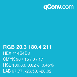カラーコード: RGB 20.3 180.4 211 | qconv.com
