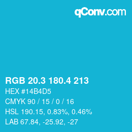 カラーコード: RGB 20.3 180.4 213 | qconv.com