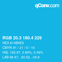 カラーコード: RGB 20.3 180.4 229 | qconv.com
