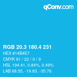カラーコード: RGB 20.3 180.4 231 | qconv.com