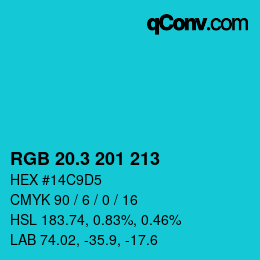 カラーコード: RGB 20.3 201 213 | qconv.com
