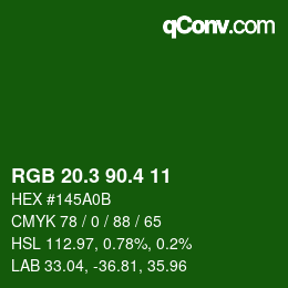 カラーコード: RGB 20.3 90.4 11 | qconv.com