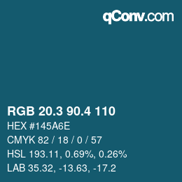 カラーコード: RGB 20.3 90.4 110 | qconv.com