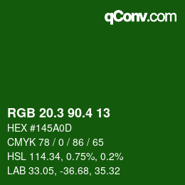 カラーコード: RGB 20.3 90.4 13 | qconv.com