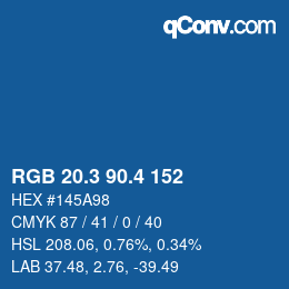 カラーコード: RGB 20.3 90.4 152 | qconv.com