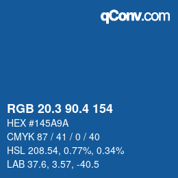 カラーコード: RGB 20.3 90.4 154 | qconv.com