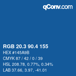 カラーコード: RGB 20.3 90.4 155 | qconv.com