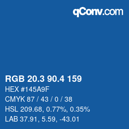 カラーコード: RGB 20.3 90.4 159 | qconv.com