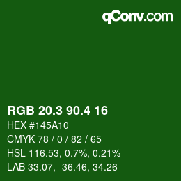 カラーコード: RGB 20.3 90.4 16 | qconv.com