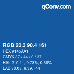 カラーコード: RGB 20.3 90.4 161 | qconv.com