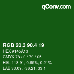 カラーコード: RGB 20.3 90.4 19 | qconv.com