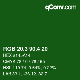 カラーコード: RGB 20.3 90.4 20 | qconv.com