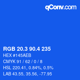 カラーコード: RGB 20.3 90.4 235 | qconv.com