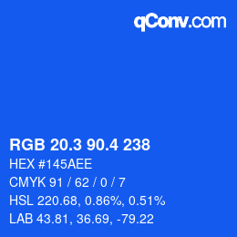 カラーコード: RGB 20.3 90.4 238 | qconv.com