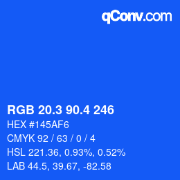 カラーコード: RGB 20.3 90.4 246 | qconv.com