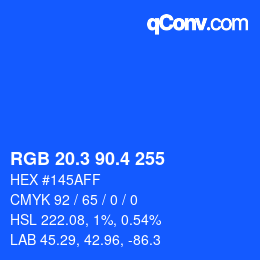カラーコード: RGB 20.3 90.4 255 | qconv.com