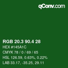 カラーコード: RGB 20.3 90.4 28 | qconv.com