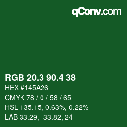 カラーコード: RGB 20.3 90.4 38 | qconv.com