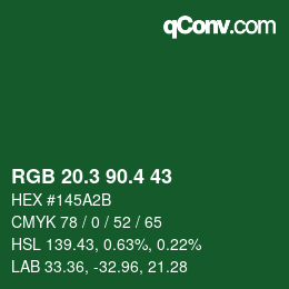 カラーコード: RGB 20.3 90.4 43 | qconv.com
