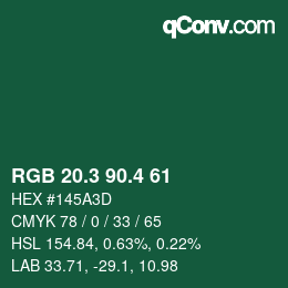 カラーコード: RGB 20.3 90.4 61 | qconv.com